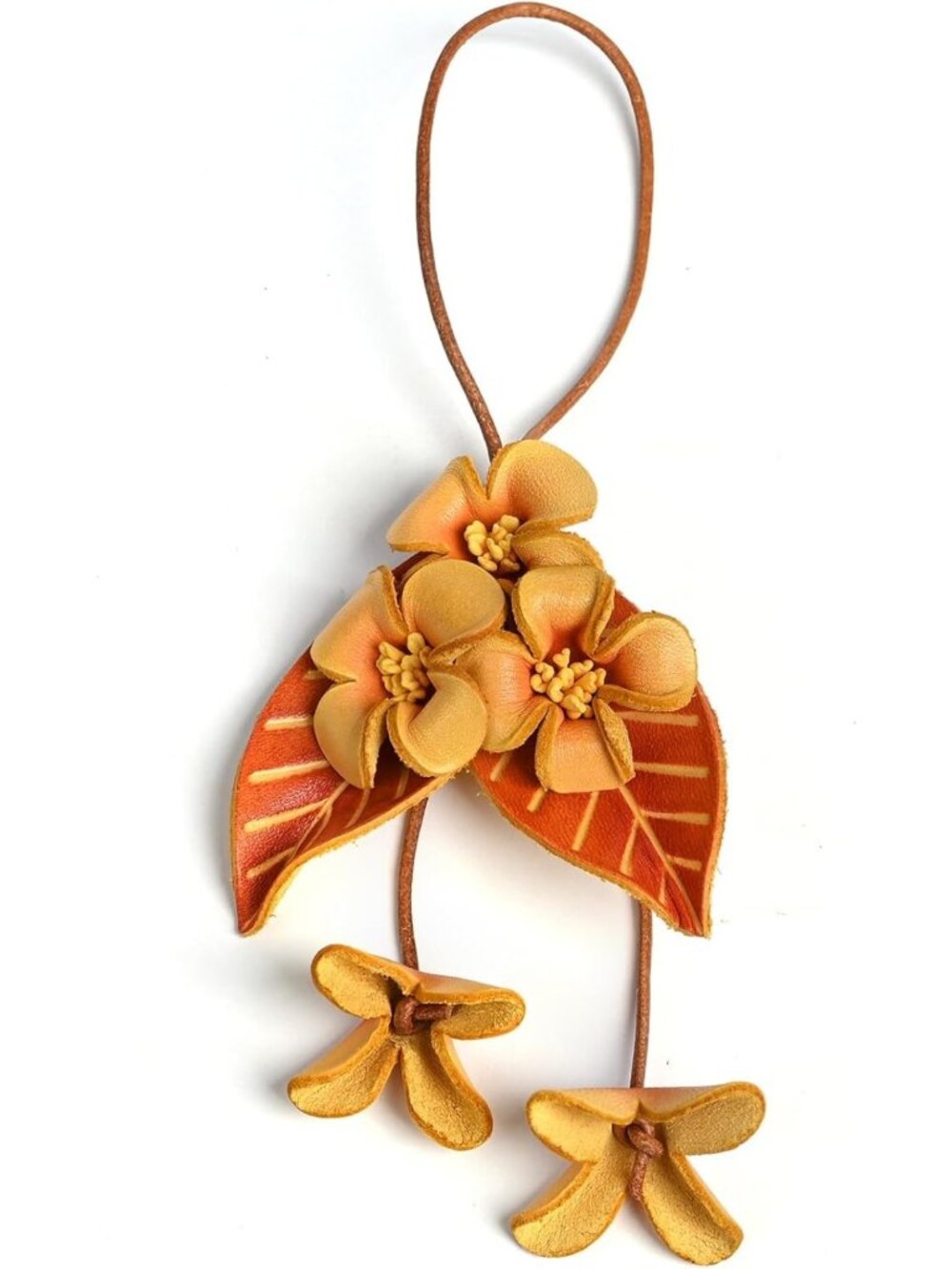 Handcrafted Leather Flower Bag Charm for Women - Unique Accessory for Handbags